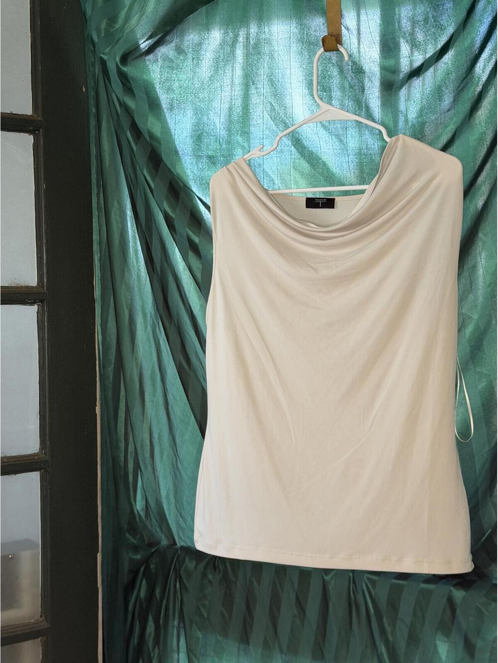 Tahari Sleeveless Cream Cowl Neck Top Medium